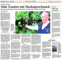 Pressebeitrag 'S&uuml;&szlig;e Trauben mit Muskatgeschmack' MZ 24.09.2003